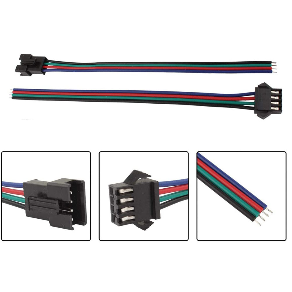 4 Pin JST SM Connector LED Power Male to Female SM Wire Cable Adapter for 3528 5050 LED Light Strip 4 Pin JST SM Connector LED Power Male to Female SM Wire Cable Adapter for 3528 5050 LED Light Strip